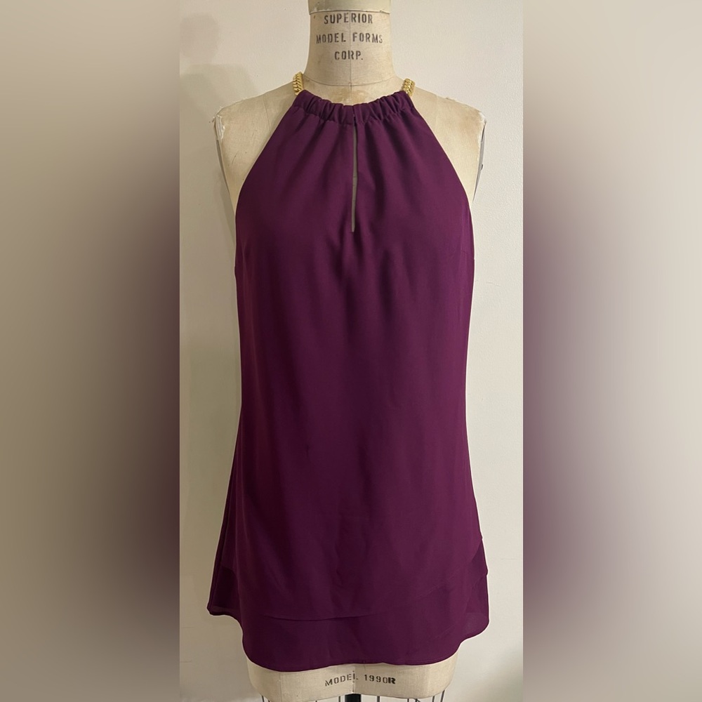 G by Guess Purple Halter Dress/Tunic Women Size M High Necklace Chain Closure